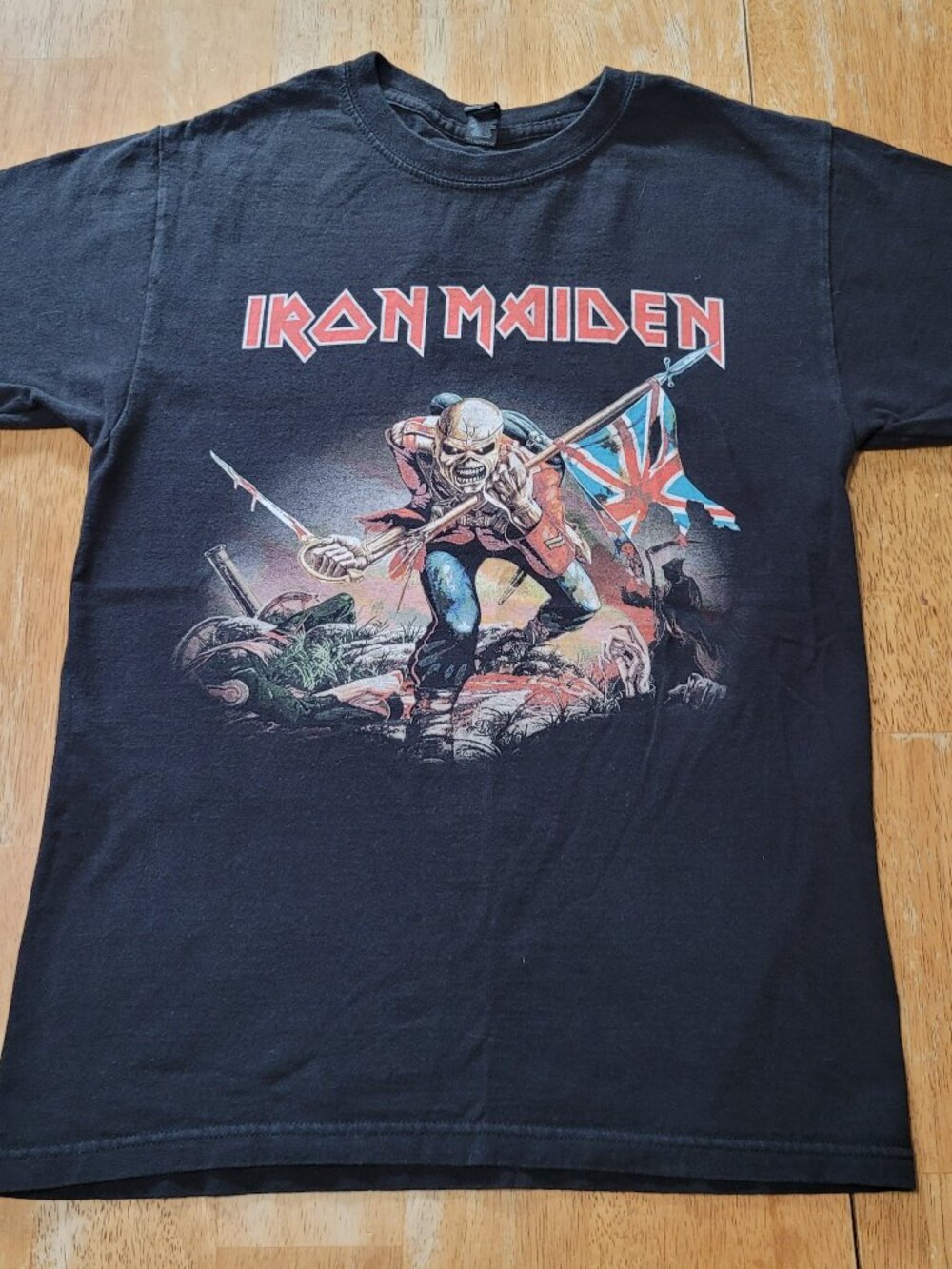 Small Vintage Iron Maiden The Trooper M&O Gold Graphic Concert T Shirt